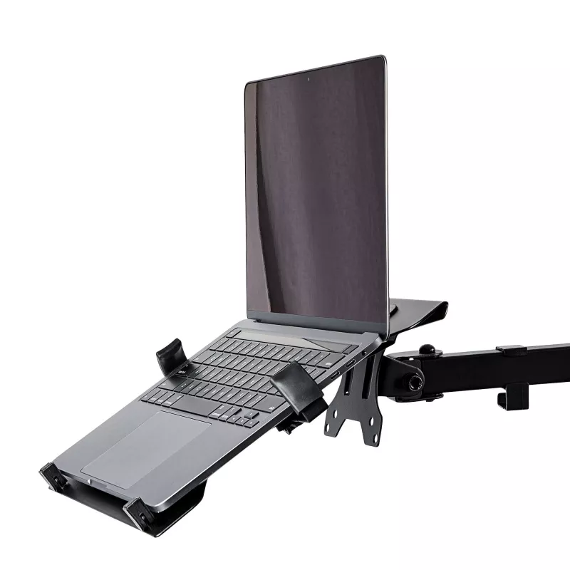 Bandeja para portátil VESA StarTech.com – Bandeja para portátil ajustável para braços de monitor, fixa portáteis (4,5 kg / 9,9 lb) – furos de montagem VESA 75x75 e 100x100 – Ventilada – Para suportes/estantes de mesa para monitor