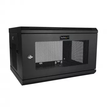 StarTech.com Armário de rede de montagem na parede de 2 postes 6HE com prateleira 1HE, rack de servidor de montagem na parede de 19 polegadas para equipamento de dados/rede/AV/eletrónica/informática, armário pequeno ventilado