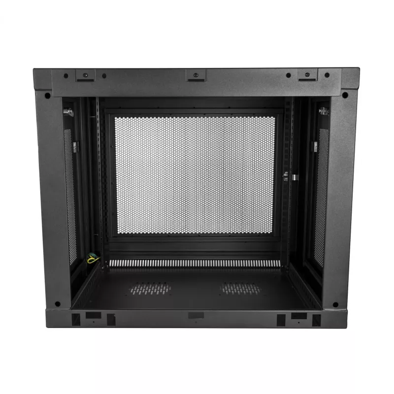Armário de rede StarTech.com de 2 postes 9U para montagem na parede com prateleira de 1U, rack de servidor de 19 polegadas para montagem na parede para equipamento de dados/rede/AV/eletrónica/informática, armário de rack pequeno ventilado
