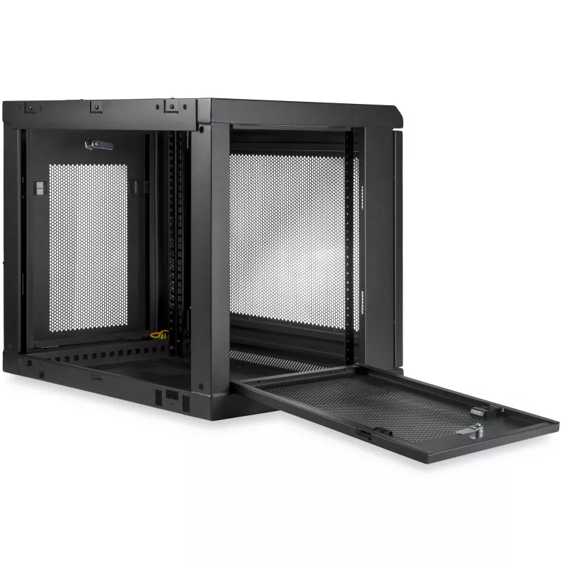 Armário de rede StarTech.com de 2 postes 9U para montagem na parede com prateleira de 1U, rack de servidor de 19 polegadas para montagem na parede para equipamento de dados/rede/AV/eletrónica/informática, armário de rack pequeno ventilado