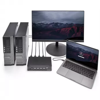 Switch KVM HDMI StarTech.com de 4 portas - USB 3.0 - 1080p, 1920 x 1080 píxeis, montagem em rack, Preto