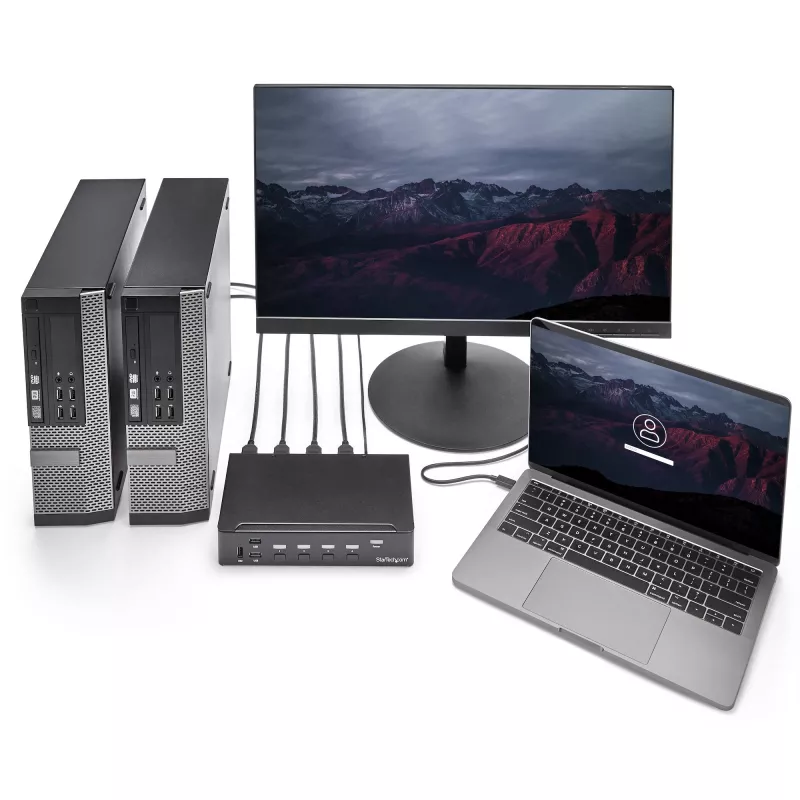Switch KVM HDMI StarTech.com de 4 portas - USB 3.0 - 1080p, 1920 x 1080 píxeis, montagem em rack, Preto