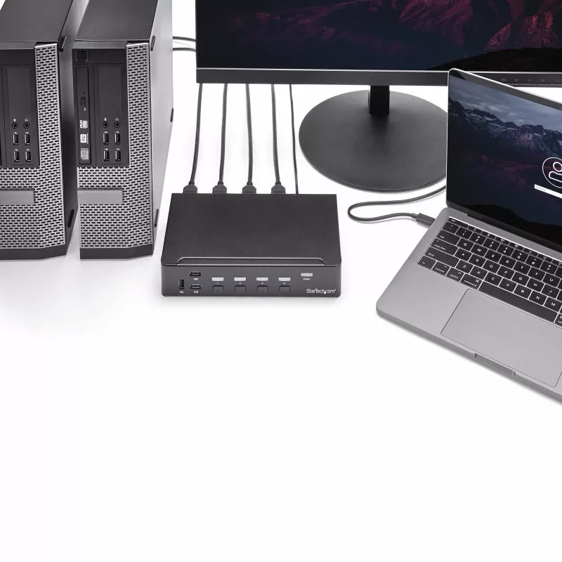 Switch KVM HDMI StarTech.com de 4 portas - USB 3.0 - 1080p, 1920 x 1080 píxeis, montagem em rack, Preto