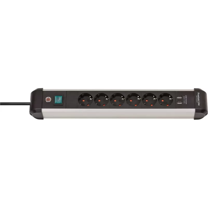 Extensão de energia Brennenstuhl 1391030610 3 m 6 tomadas AC interior preto prateado