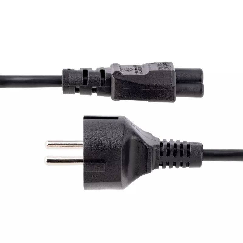 Cabo de alimentação para portátil StarTech.com 3m, EU Schuko para C5, 2,5A 250V, 18AWG, cabo de alimentação de substituição para portátil, cabo de fonte de alimentação, cabo de carregamento para portátil, cabo trifólio/Mickey Mouse