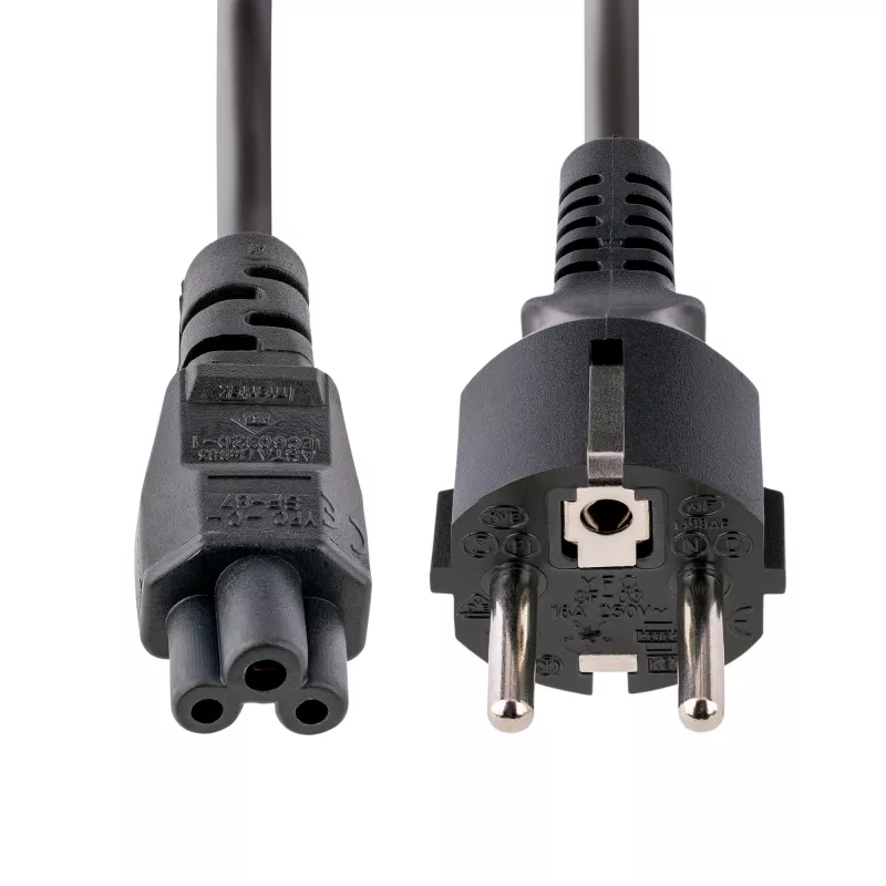Cabo de alimentação para portátil StarTech.com 3m, EU Schuko para C5, 2,5A 250V, 18AWG, cabo de alimentação de substituição para portátil, cabo de fonte de alimentação, cabo de carregamento para portátil, cabo trifólio/Mickey Mouse