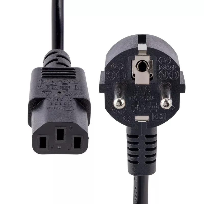 Cabo de alimentação para computador StarTech.com 3m (10ft), 18AWG, cabo de alimentação EU Schuko para C13, 250V 10A, cabo AC de substituição preto, cabo de alimentação para TV/monitor, cabo de alimentação Schuko CEE 7/7 para IEC 60320 C13 - cabo de alimentação para fonte de alimentação de PC