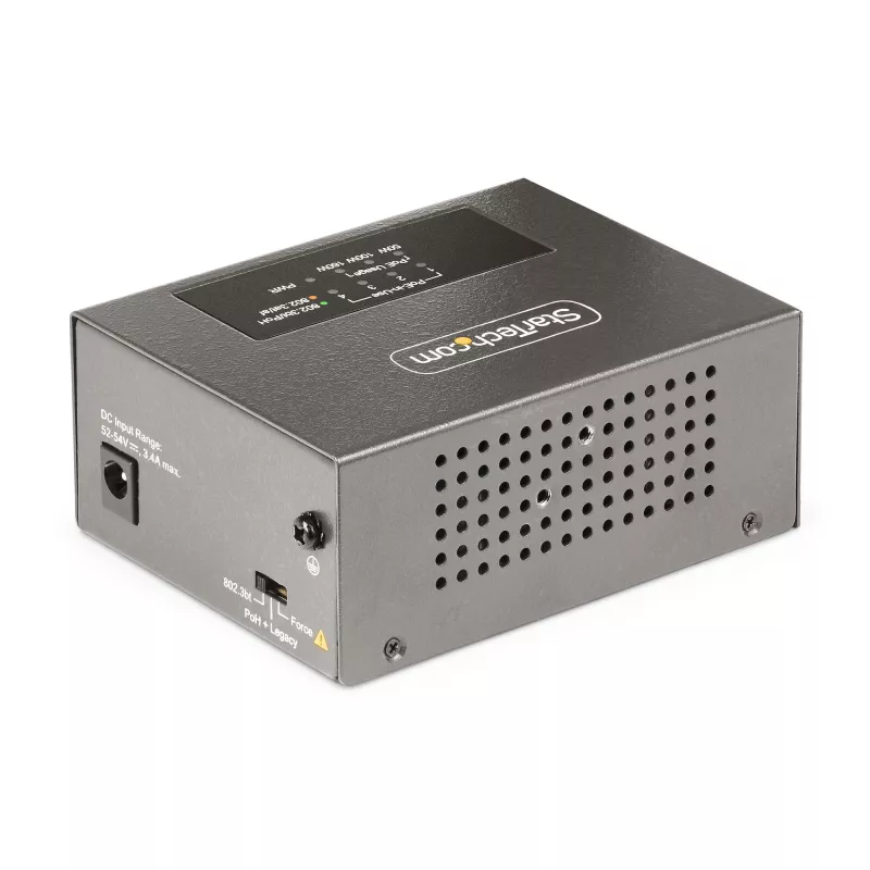 Injetor PoE++ Multi-Gigabit de 4 portas StarTech.com, Ethernet 5/2.5/1G (NBASE-T), PoE/PoE+/PoE++ (802.3af/802.3at/802.3bt), orçamento de potência de 160 Watt, montagem na parede/calha DIN, não gerido