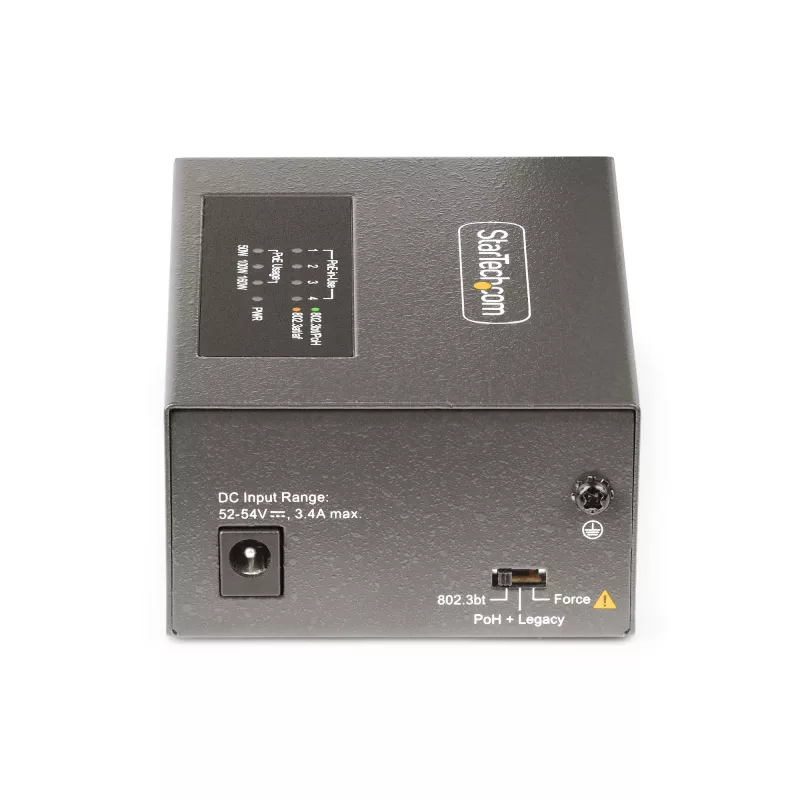 Injetor PoE++ Multi-Gigabit de 4 portas StarTech.com, Ethernet 5/2.5/1G (NBASE-T), PoE/PoE+/PoE++ (802.3af/802.3at/802.3bt), orçamento de potência de 160 Watt, montagem na parede/calha DIN, não gerido
