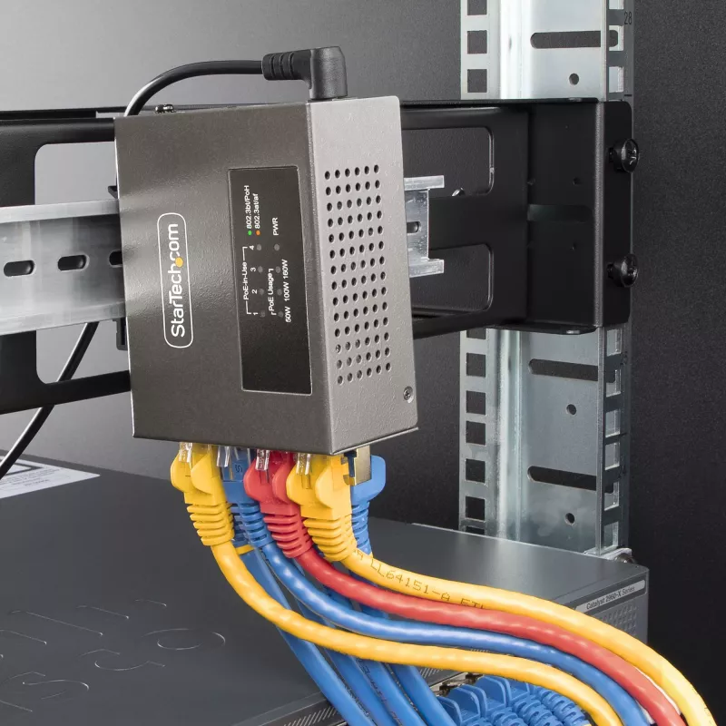 Injetor PoE++ Multi-Gigabit de 4 portas StarTech.com, Ethernet 5/2.5/1G (NBASE-T), PoE/PoE+/PoE++ (802.3af/802.3at/802.3bt), orçamento de potência de 160 Watt, montagem na parede/calha DIN, não gerido