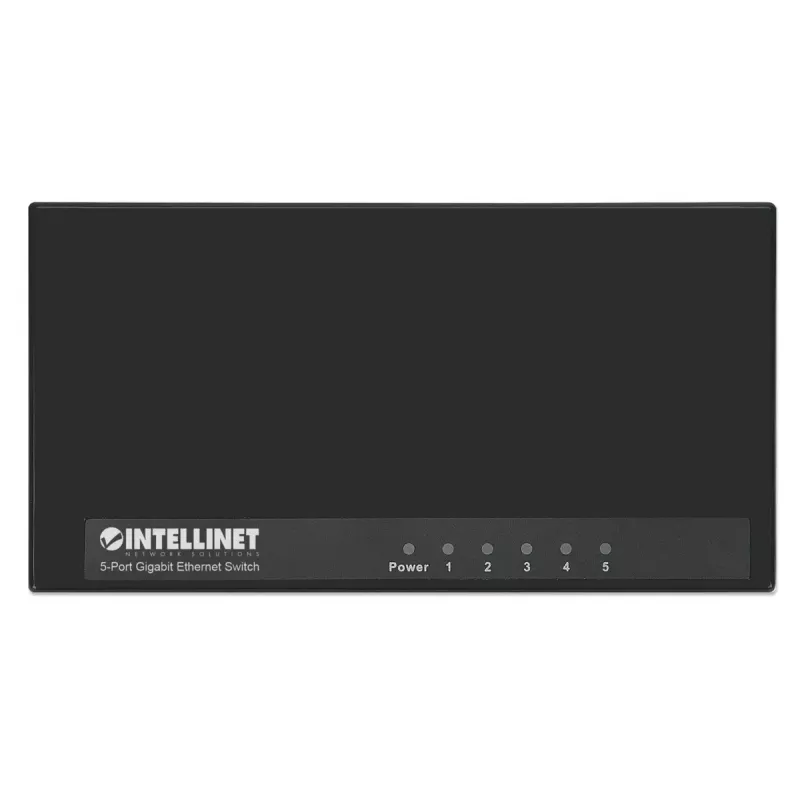 Switch Gigabit Ethernet de 5 portas Intellinet tamanho de secretária, plástico, IEEE 802.3az (Energy Efficient Ethernet), Preto