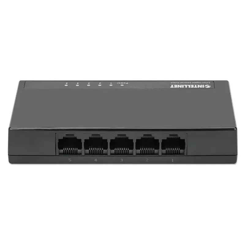 Switch Gigabit Ethernet de 5 portas Intellinet tamanho de secretária, plástico, IEEE 802.3az (Energy Efficient Ethernet), Preto