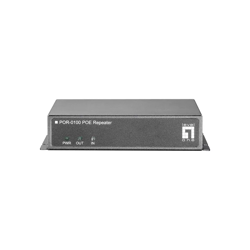LevelOne POR-0100 repetidor PoE, em cascata, 2x Fast Ethernet, 10Base-T/100Base-TX, cinzento