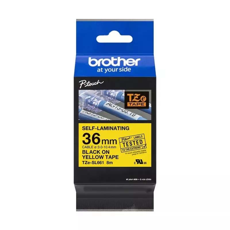 Fita de etiquetar Brother TZE-SL661 Preto sobre Amarelo