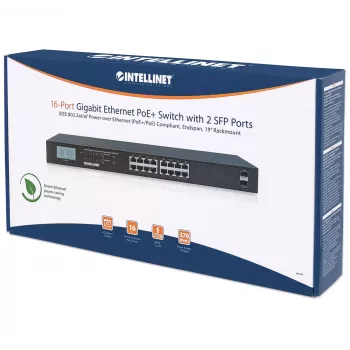 Switch não gerido Intellinet 16 Portas Gigabit Ethernet PoE+ 370W