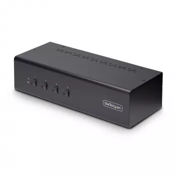 Switch KVM DisplayPort Dual-Monitor de 4 portas StarTech.com, 4K 60Hz, 2x portas hub USB 5Gbps, 2x portas USB 2.0 HID, comutação por hotkey e botão, compatível TAA – áudio 3,5 mm, HDCP