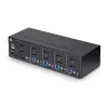 Switch KVM DisplayPort Dual-Monitor de 4 portas StarTech.com, 4K 60Hz, 2x portas hub USB 5Gbps, 2x portas USB 2.0 HID, comutação por hotkey e botão, compatível TAA – áudio 3,5 mm, HDCP