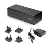 Switch KVM DisplayPort Dual-Monitor de 4 portas StarTech.com, 4K 60Hz, 2x portas hub USB 5Gbps, 2x portas USB 2.0 HID, comutação por hotkey e botão, compatível TAA – áudio 3,5 mm, HDCP