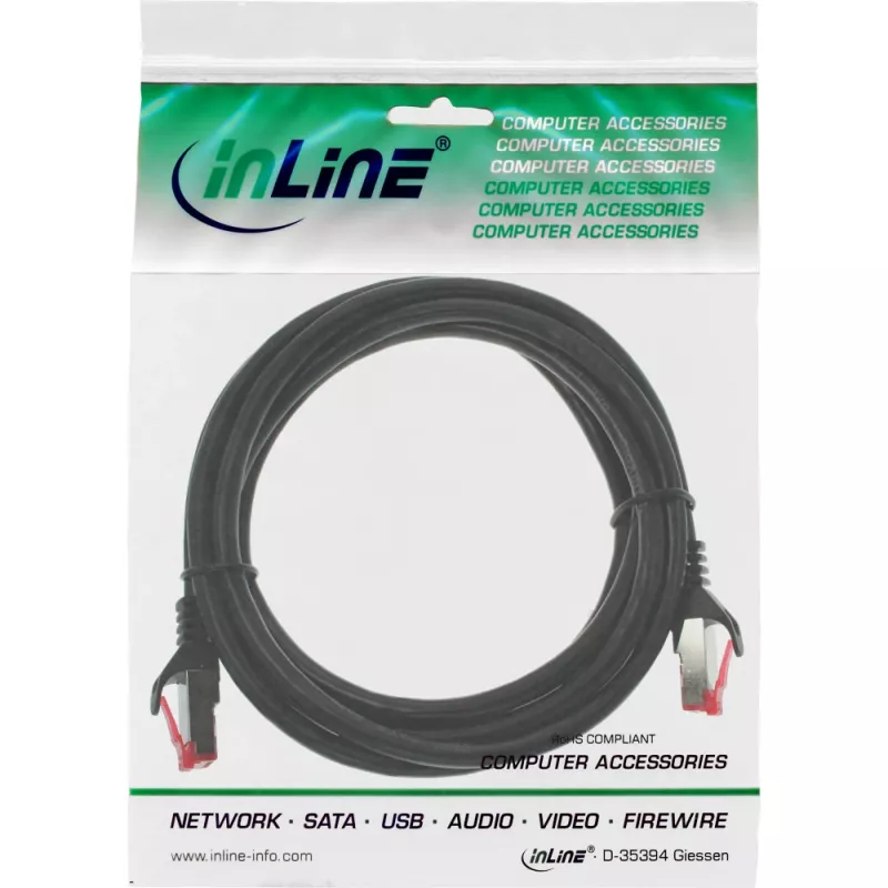 Cabo de patch InLine S/FTP PiMF Cat.6 250MHz PVC Cobre preto 0,25 m