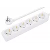 Unidade de distribuição de energia Manhattan EU (2 polos), x6 saídas, cabo 2m, 16A, Branco, extensão, PDU, régua de tomadas, três anos de garantia