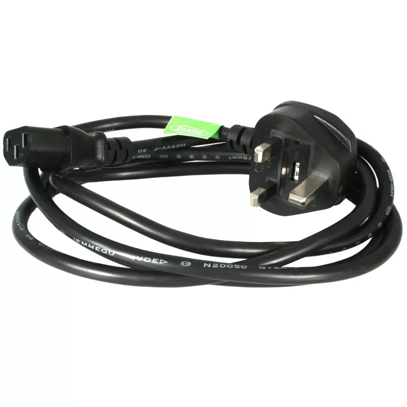 Cabo de alimentação UK StarTech.com 1,8 m, 18AWG, BS 1363 para C13, 10 A 250 V, cabo de alimentação de substituição preto, cabo de alimentação para PC, cabo de alimentação para TV/monitor