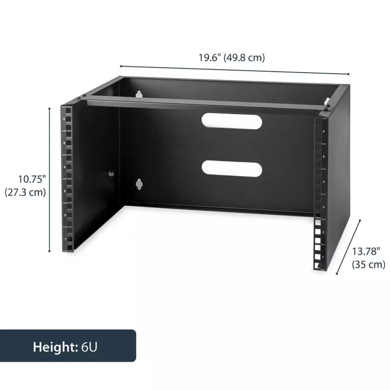 Armário de rede de montagem na parede StarTech.com 6U - 14 polegadas de profundidade (Low Profile) - Suporte de patch panel 19 polegadas para servidores e equipamentos de TI de perfil baixo, switches de rede - Capacidade de carga 20 kg, preto