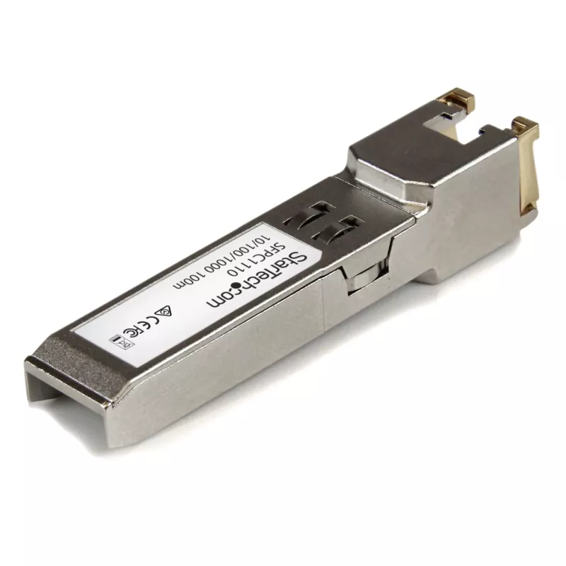 Módulo transceptor SFP StarTech.com compatível com Cisco SFP-GE-T – 10/100/1000BASE-TX~Módulo SFP compatível com Cisco SFP-GE-T – 1000BASE-T – SFP para RJ45 Cat6/Cat5e – 10/100/1000 Mbit/s – RJ-45 100 m – Cisco IE3400, IE3300, IE3200