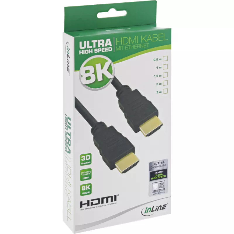 Cabo HDMI certificado InLine, Ultra High Speed HDMI, 8K4K, 1,5m
