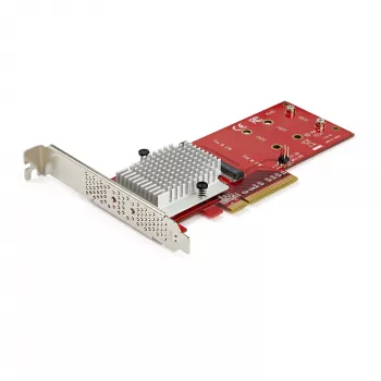 Placa adaptadora dual M.2 PCIe SSD StarTech.com – x8 / x16 Dual NVMe ou AHCI M.2 SSD para PCI Express 3.0 – Compatível com M.2 NGFF PCIe (M-Key) – suporta 2242, 2260, 2280 – JBOD – Mac e PC