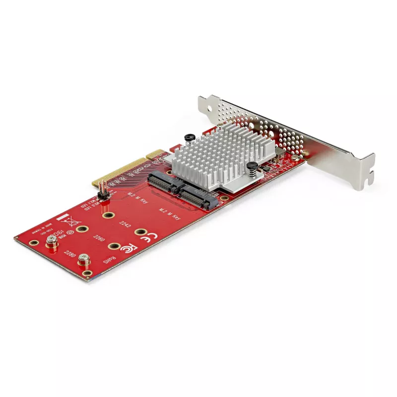 Placa adaptadora dual M.2 PCIe SSD StarTech.com – x8 / x16 Dual NVMe ou AHCI M.2 SSD para PCI Express 3.0 – Compatível com M.2 NGFF PCIe (M-Key) – suporta 2242, 2260, 2280 – JBOD – Mac e PC