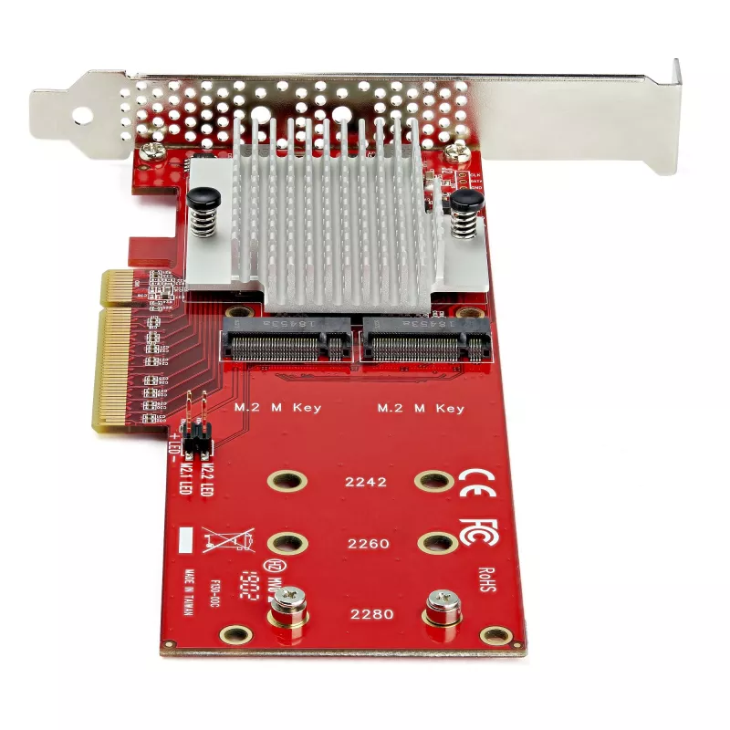 Placa adaptadora dual M.2 PCIe SSD StarTech.com – x8 / x16 Dual NVMe ou AHCI M.2 SSD para PCI Express 3.0 – Compatível com M.2 NGFF PCIe (M-Key) – suporta 2242, 2260, 2280 – JBOD – Mac e PC