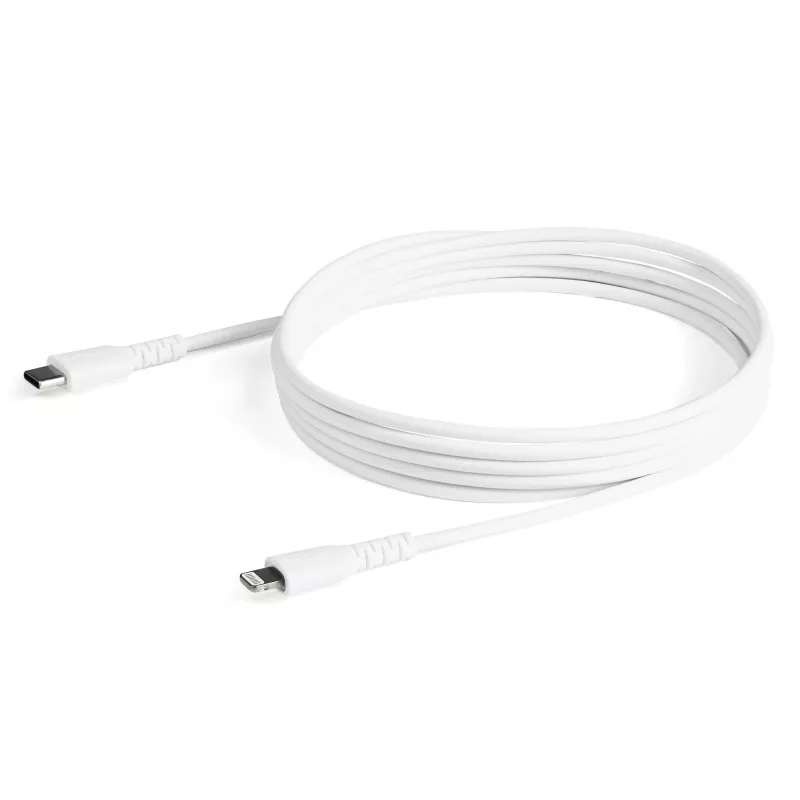 Cabo USB-C para Lightning branco resistente StarTech.com 1,8 m – Cabo de carregamento/sincronização USB Type-C para Lightning robusto em fibra aramida – iPad/iPhone 12 certificado Apple MFi