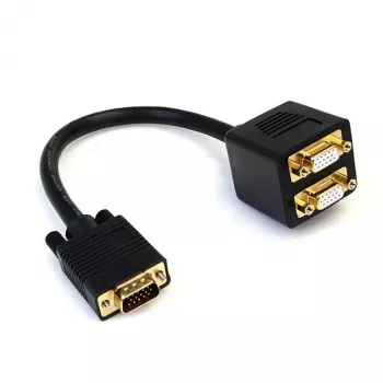 Cabo divisor de vídeo VGA para 2x VGA de 30 cm StarTech.com – macho/fêmea, 0,3 m, VGA (D-Sub), 2 x VGA (D-Sub), ficha, conector fêmea, preto