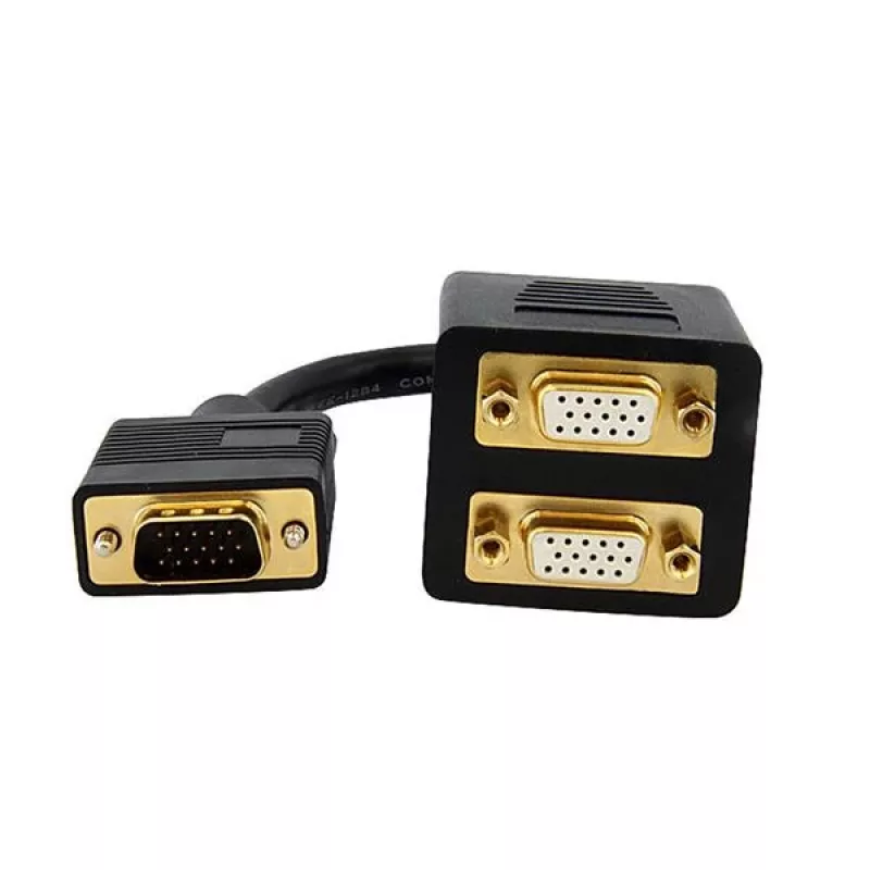 StarTech.com VGASPL1VV cabo divisor de vídeo VGA para 2x VGA, HD-15 macho/fêmea, 0,3 m, banhado a ouro, preto