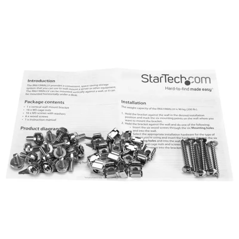 StarTech.com Rack de servidor de montagem vertical na parede – aço maciço – 6HE