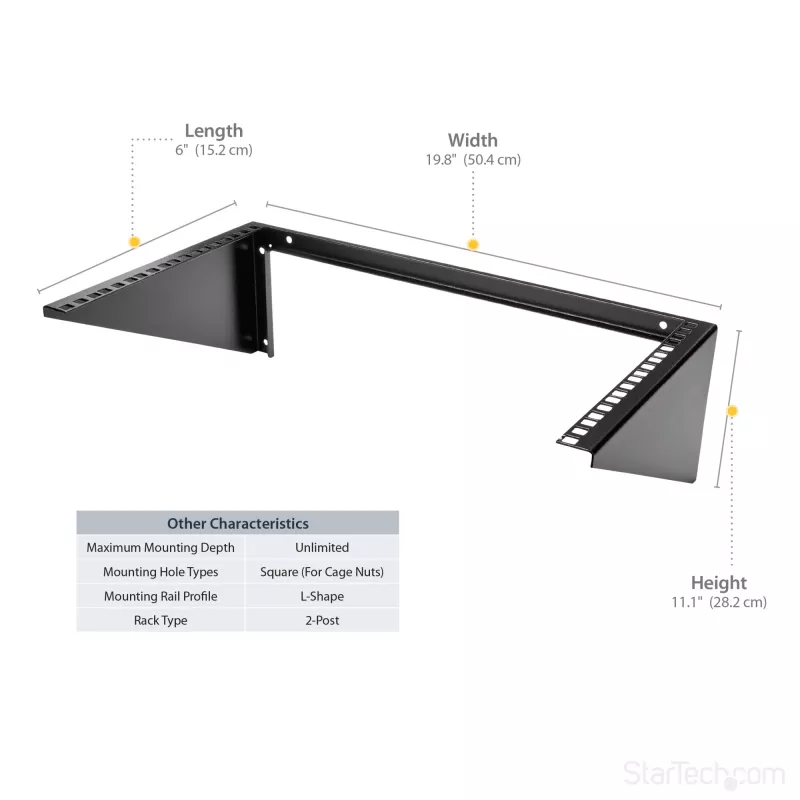 StarTech.com Rack de servidor de montagem vertical na parede – aço maciço – 6HE