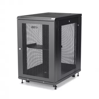 Armário de rack de servidor 4 postes 18U StarTech.com, armário de rack de 19 polegadas bloqueável para equipamento de computador / AV / IT, rack de rede de escritório / casa com rodas e calhas de montagem ajustáveis