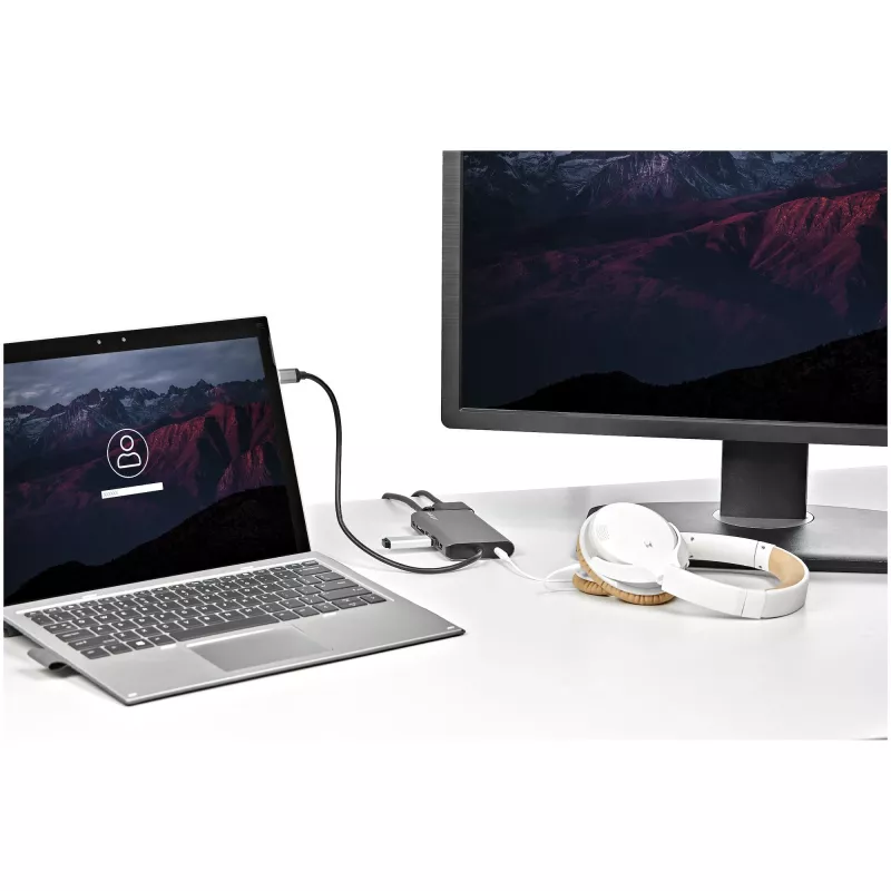 Adaptador multiporta USB-C StarTech.com – dock de viagem mini USB-C com HDMI 4K ou VGA 1080p – hub 3x USB 3.0, SD, GbE, áudio, 100W PD Pass-Through – docking station portátil para portátil/tablet
