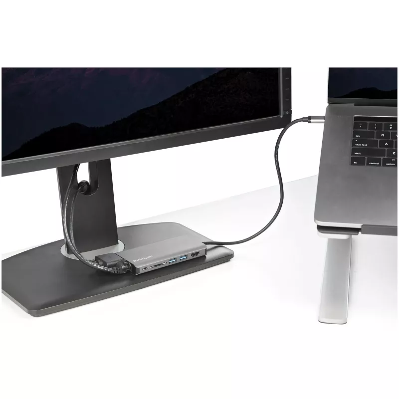 Adaptador multiporta USB-C StarTech.com – dock de viagem mini USB-C com HDMI 4K ou VGA 1080p – hub 3x USB 3.0, SD, GbE, áudio, 100W PD Pass-Through – docking station portátil para portátil/tablet
