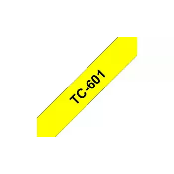 Fita de etiquetagem Brother TC601 12mm preto sobre amarelo