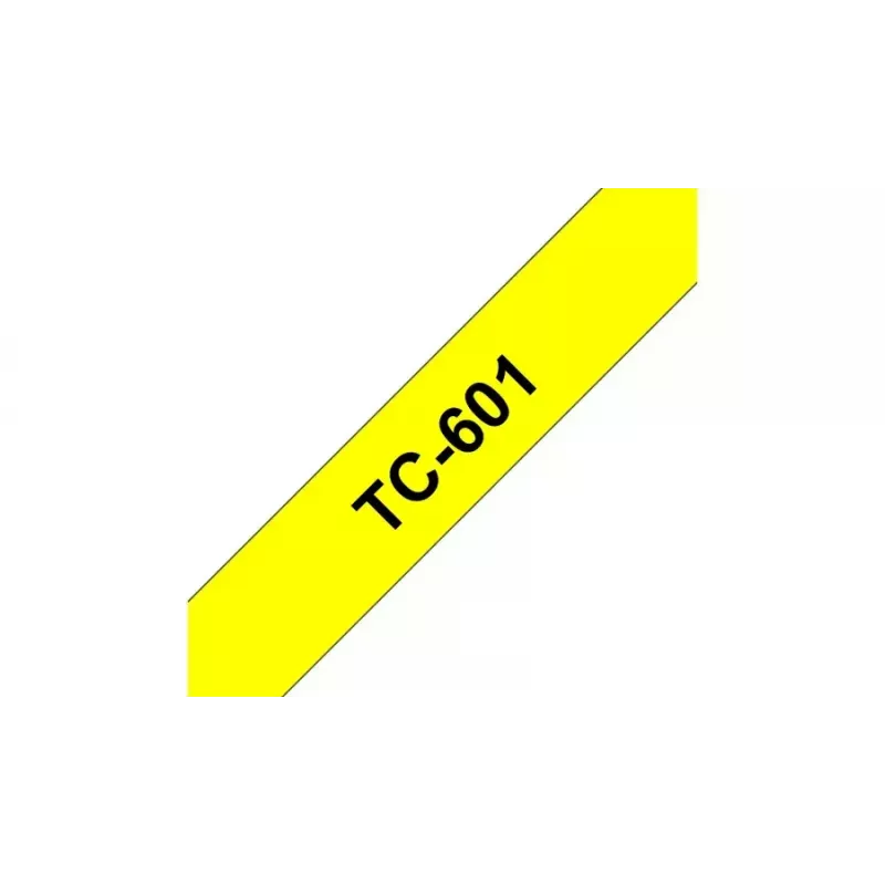 Fita de etiquetagem Brother TC601 12mm preto sobre amarelo