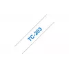 Fita de etiquetagem 12 mm Brother TC203 azul sobre branco