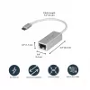 StarTech.com Adaptador de rede USB-C para Gigabit – prateado, com fios, USB, Ethernet, 5000 Mbit/s, prateado