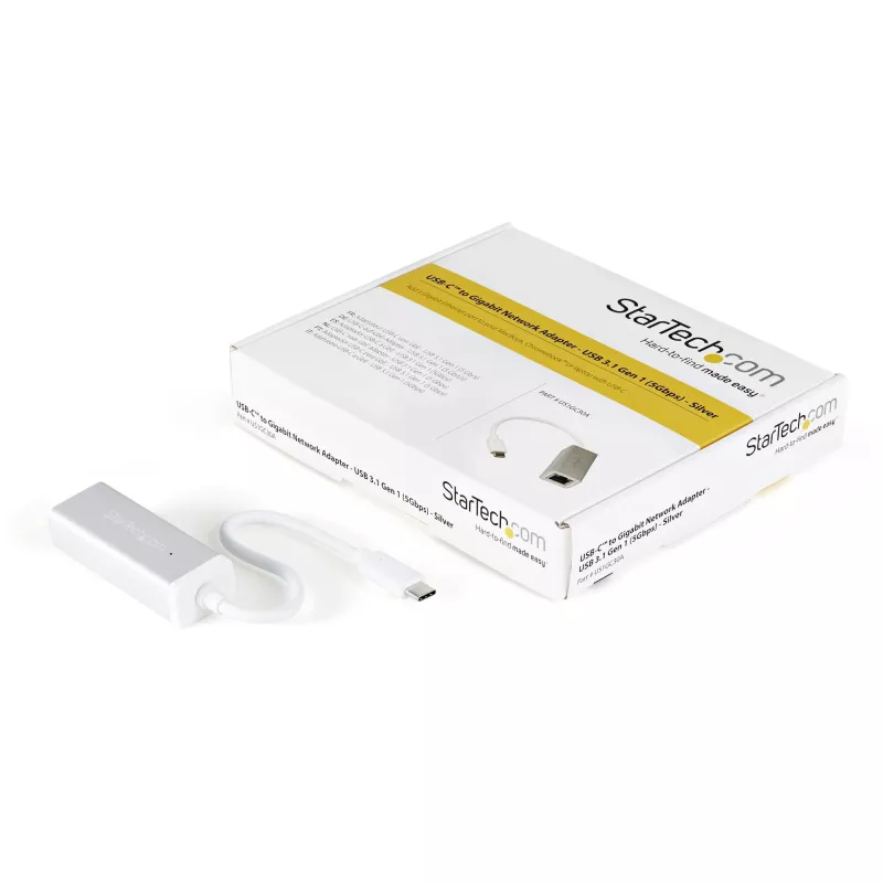 StarTech.com Adaptador de rede USB-C para Gigabit – prateado, com fios, USB, Ethernet, 5000 Mbit/s, prateado