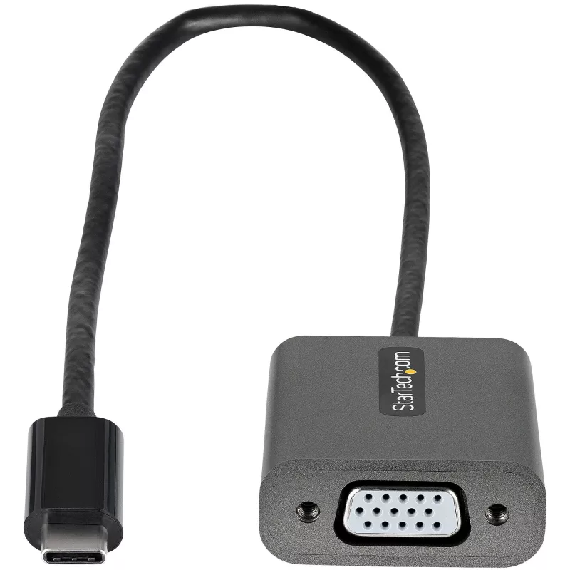StarTech.com Adaptador USB-C para VGA – adaptador dongle USB Type-C para VGA 1080p – conversor de vídeo USB-C (DP Alt Mode) para monitor/ecrã VGA – compatível com Thunderbolt 3 – cabo integrado de 30 cm – versão melhorada do CDP2VGA