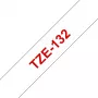 Fita laminada Brother TZe132 12 mm vermelho sobre transparente