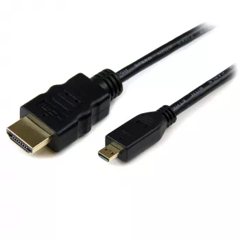 StarTech.com Cabo Micro-HDMI para HDMI de 50 cm com Ethernet – vídeo 4K 30 Hz – cabo adaptador/conversor robusto Micro-HDMI Type-D para HDMI 1.4 de alta velocidade – monitores/televisores/ecrãs UHD HDMI – M/M