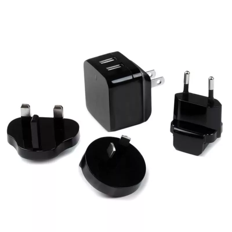 Carregador USB de parede StarTech.com de porta dupla – viagens internacionais – 17W/3,4A – preto