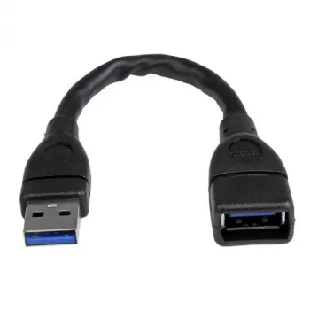 Cabo de extensão USB 3.0 A para A StarTech.com – 6 polegadas, preto, 0,152 m, USB A, USB A, USB 3.2 Gen 1 (3.1 Gen 1), 5 Gbit/s, preto
