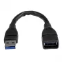 Cabo de extensão USB 3.0 A para A StarTech.com – 6 polegadas, preto, 0,152 m, USB A, USB A, USB 3.2 Gen 1 (3.1 Gen 1), 5 Gbit/s, preto